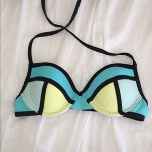 target colorblock blue green swim top push up